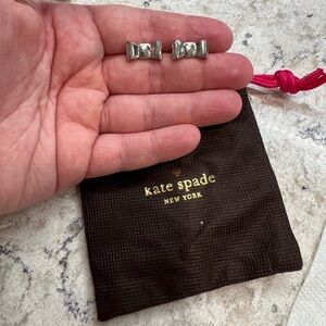 Silver ‘bow’ earrings, Kate Spade stud earrings
